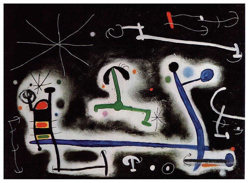 Personnages et Oiseaux Fête pour la nuit qui s’approche de Joan Miro Peintures à l'huile